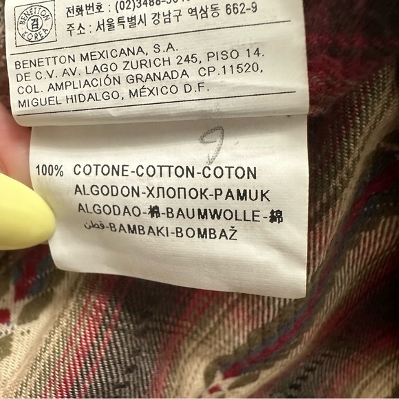 Stile Benetton Long Sleeve Button Up Shirt Aztec Plaid Small Multicolor NWT - Picture 4 of 9